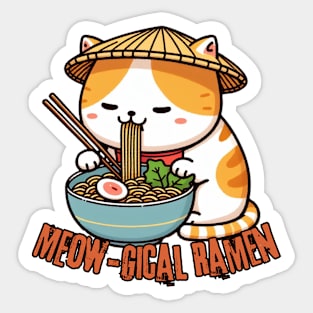 Japanese cat traditional ramen life Sticker